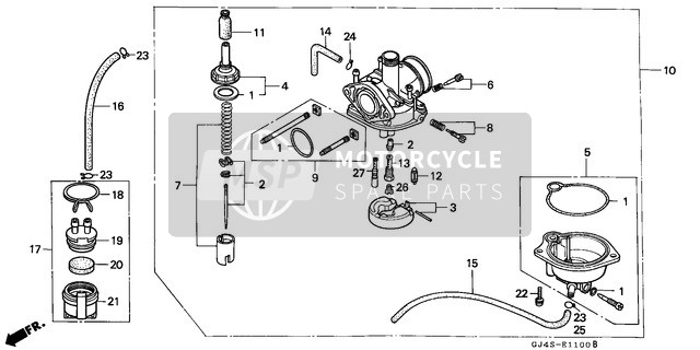 Honda SH75D 1995 Carburateur pour un 1995 Honda SH75D